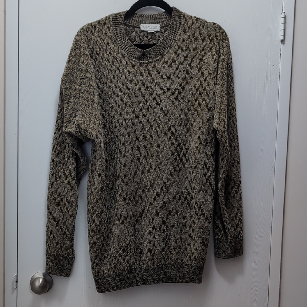 Joseph & Feiss Men's Crewneck Sweater - Black and Tan